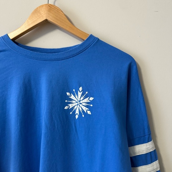 Disney Forzen Arendelle Spirit Hype Jersey Blue Snowflake long Sleeve Tee - Picture 9 of 16